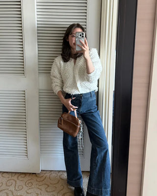 Fleece V-neck Round Cardigan