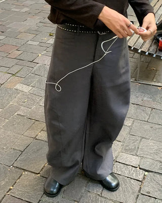 Slit wide pants