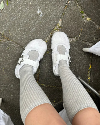 Simple summer ribbed knee-high socks