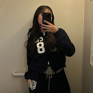 68 Patch Cropped Hoodie