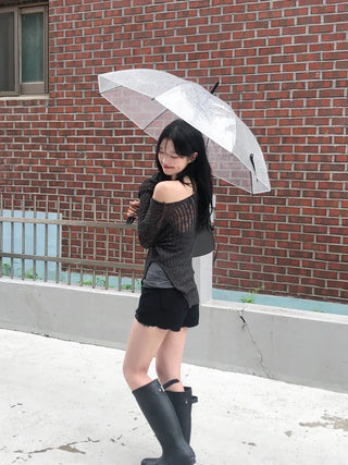 Sheer summer knit with diagonal stripe cutouts