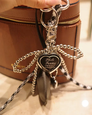 Heart Ribbon Chain Keyring