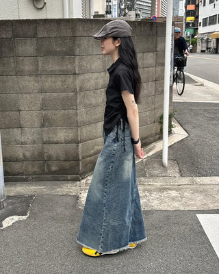 Weighted Shirring Point Short-Sleeve Crop Shirt