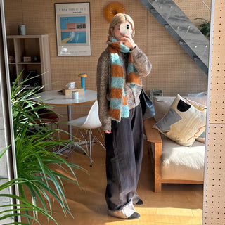 Low-rise denim roll-up wide-leg pants