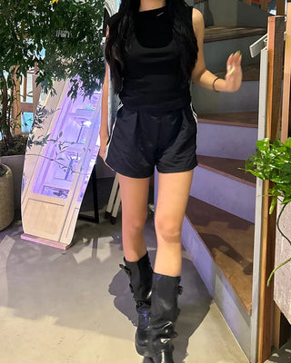 Boat neck piping tape sleeveless