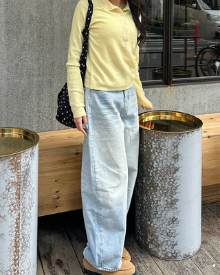Vintage Washed Light Denim Pants