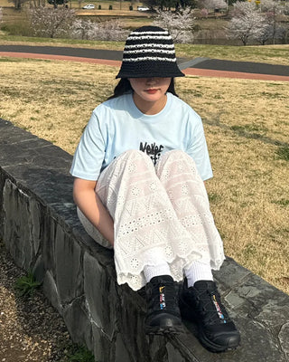 Bordered perforated bucket hat