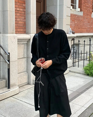 Basic round-button cardigan