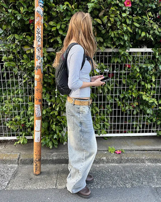(Unisex) Vintage Wash Wide Straight Jeans
