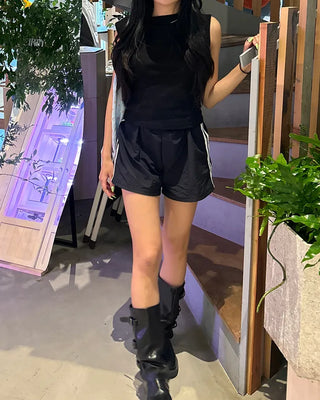 Boat neck piping tape sleeveless
