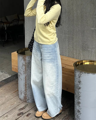 Vintage Washed Light Denim Pants
