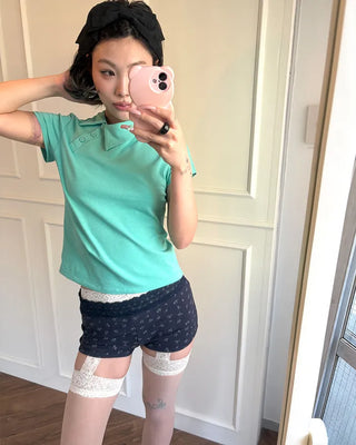 Unique Polo Neck Short Sleeve T-Shirt
