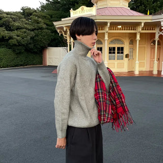 (Unisex) Raglan High Neck Zip Cardigan