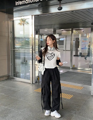 [Unisex] Drawstring Hem Cargo Pants (2 colors)