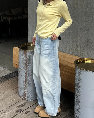 Vintage Washed Light Denim Pants