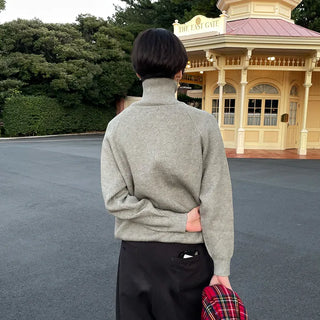 (Unisex) Raglan High Neck Zip Cardigan