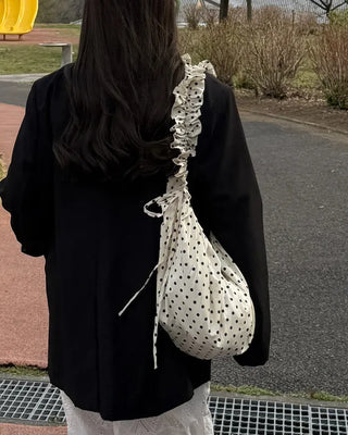 3-Way Dot Drawstring Shoulder Bag