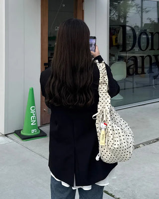 3-Way Dot Drawstring Shoulder Bag