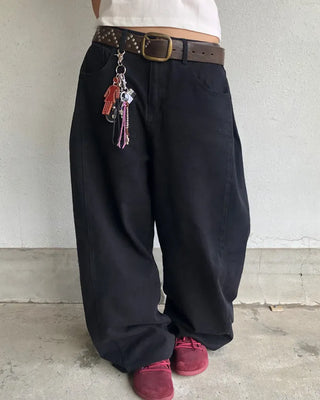 Patch button hem side outseam cotton pants