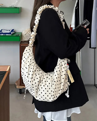 3-Way Dot Drawstring Shoulder Bag