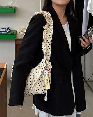 3-Way Dot Drawstring Shoulder Bag
