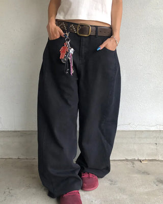 Patch button hem side outseam cotton pants