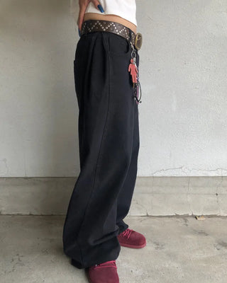 Patch button hem side outseam cotton pants
