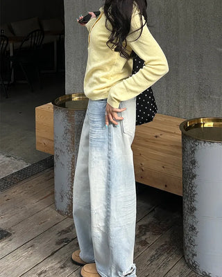 Vintage Washed Light Denim Pants