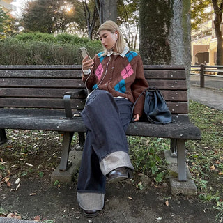 Argyle Button Cardigan