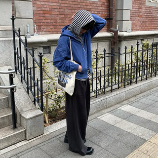 (Unisex) Striped Knit Hooded T-shirt