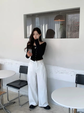 One-shoulder shirred T-shirt