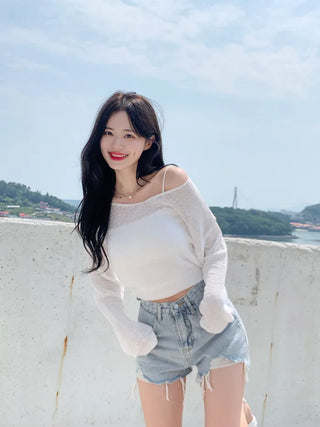 V-neck sheer knit (5 colors)