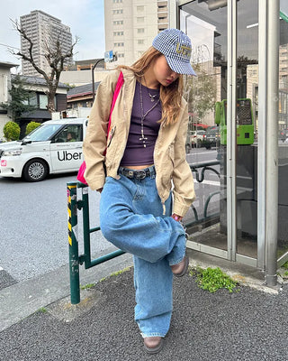 Jewel neck cropped sleeve T-shirt