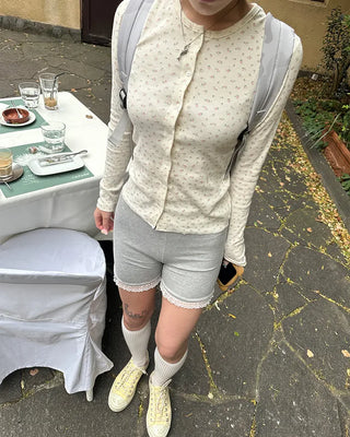 Mini Flower Rib Slim Cardigan