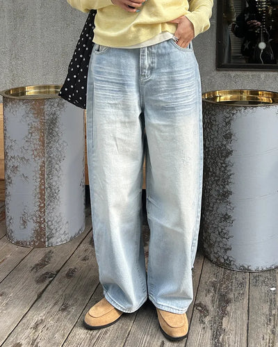 Vintage Washed Light Denim Pants