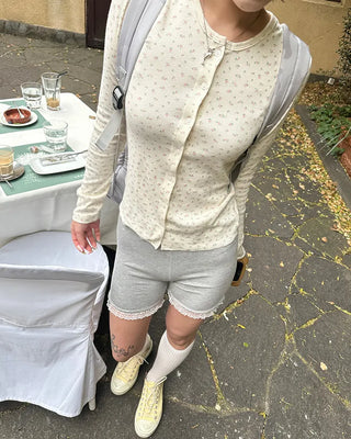 Mini Flower Rib Slim Cardigan