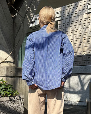 One-pocket gingham check shirt