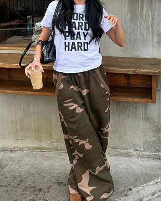 WORK Lettering Short-Sleeved T-Shirt