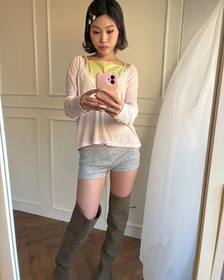 Lace Deep V-Neck Long Sleeve Cut and Sewn