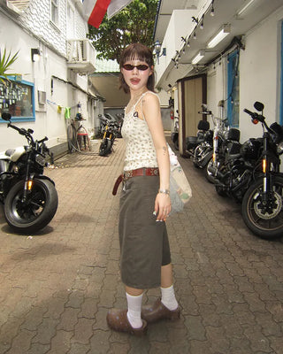 Bag Tag Wide Bermuda Cotton Pants