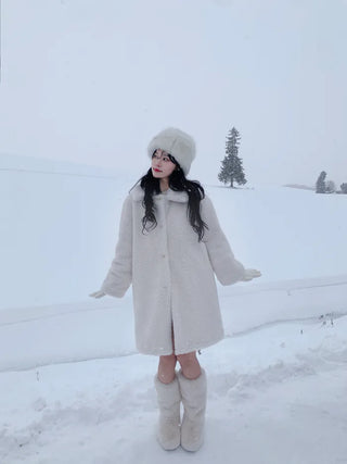 Reversible long sheepskin coat