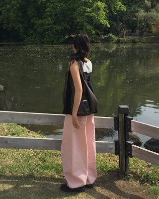 Back shoelace peplum camisole