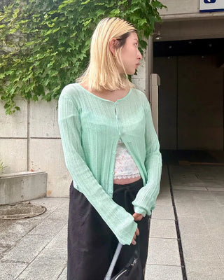 Rayon Mix Rib Summer Cardigan
