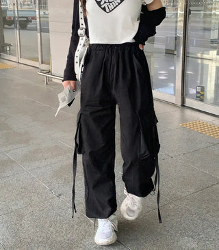 [Unisex] Drawstring Hem Cargo Pants (2 colors)