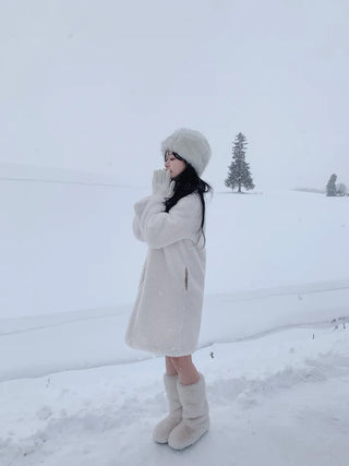 Reversible long sheepskin coat