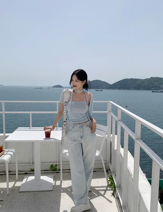 [3-piece set] Summer Cat Top Bolero Set (5 colors)