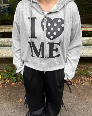 Lettering Heart Dot Point Hoodie
