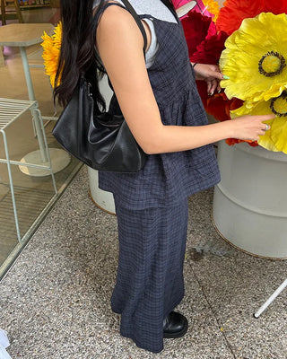 Soccer check back slit long skirt