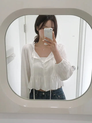 Frilled ribbon blouse