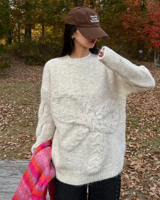 Big ribbon detail long-sleeved knit